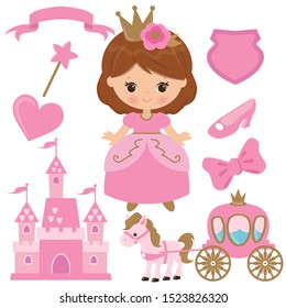Cute princess vector cartoon illustration