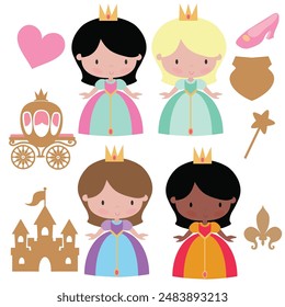 Cute princess vector cartoon illustration