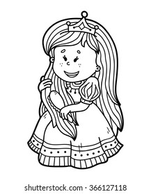 cute princess. Vector illustration coloring page of happy cartoon princess for children and scrap book