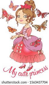 Cute princess.  Vector illustration. Suitable for postcards, posters,t-shirt design and the like