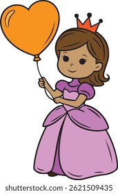 Cute Princess Vector , Royal Princess Dress-Up Vector Set , Little Girl Princess Vector Illustrations