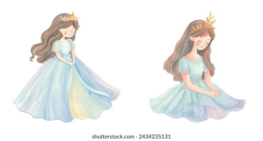 linda princesa acuarela ilustración vectorial