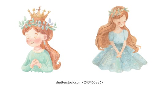 linda princesa acuarela ilustración vectorial