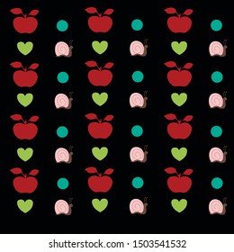 cute print with apples and snails