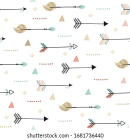 Cute print Boho style. Seamless pattern with cute arrow. vector illustration. Vector print with arrow