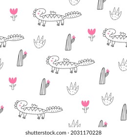 Estilo de Boho de impresión tierno. Patrón sin foco con Dino