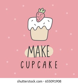 Cute print with cake. Make cupcake