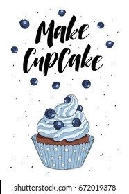 Cute print with cake. Make cupcake