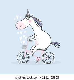 Cute print with  cartoon unicorn