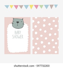 Cute print with cat. Baby Shower Invitation