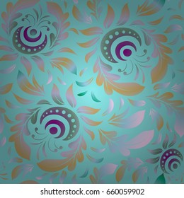 Cute print. Elegant vector classic seamless pattern. Seamless abstract texture with green and blue repeating elements.