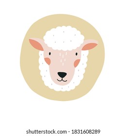 Cute print in flat style with sheep