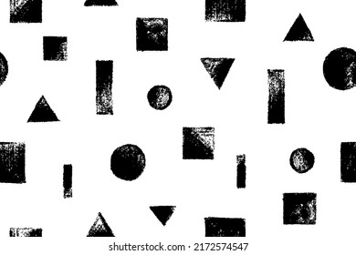 Cute print with geometric shapes. Continuous pattern of simple shapes. 