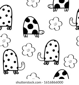 Cute print with hand drawn turtle.Modern style poster for home decor. Print for pillows, baby rug or blanket.