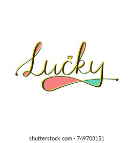 Cute print with lettering Lucky 
