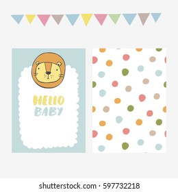 Cute print with lion. Baby Shower Invitation