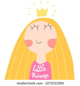 cute print with little princess girl 