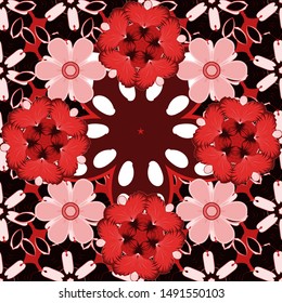 Cute print. Seamless abstract texture with red and black repeating elements. Elegant vector classic seamless pattern.