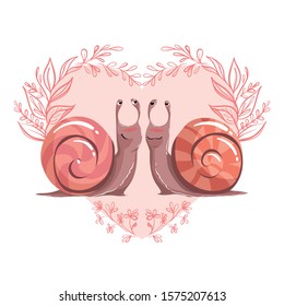 cute print with snails in love