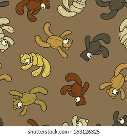 Cute print of soft toy bears. Classic brown pattern. Children's delicate pattern for wrapping paper. Teddy bears