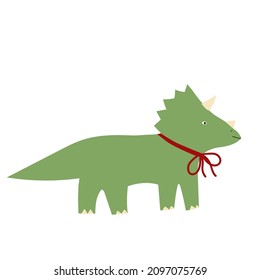Cute print with triceratops with a bowl in minimalistic  stile.  kids poster or print for t-shirt