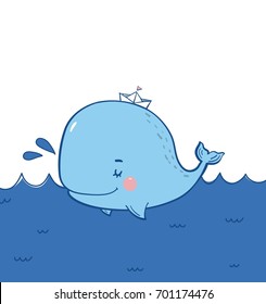 Cute print with whale for baby