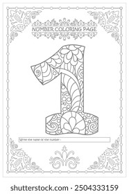 Cute Printable Number Coloring Pages for Preschoolers Vector Art
