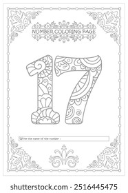 Cute Printable Number Coloring Pages for Preschoolers Vector Art