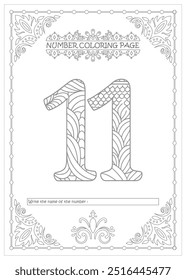 Cute Printable Number Coloring Pages for Preschoolers Vector Art