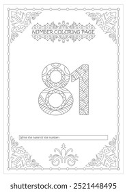 Lindo número imprimible para colorear páginas para preescolares Arte vectorial