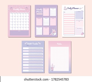 Cute Printable Planner for monthly, weekly, daily, habit tracking and note making