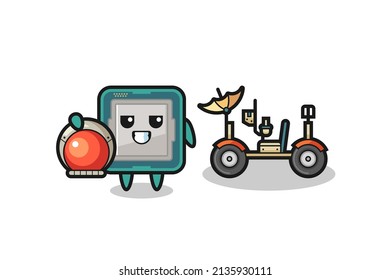 el lindo procesador como astronauta con un resplandor lunar, diseño de estilo lindo para camiseta, pegatina, elemento logotipo