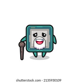 cute processor grandpa is holding a stick , cute style design for t shirt, sticker, logo element