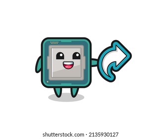 cute processor hold social media share symbol , cute style design for t shirt, sticker, logo element