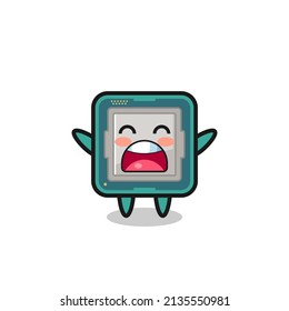 cute processor mascot with a yawn expression , cute style design for t shirt, sticker, logo element