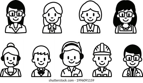 Cute Professions Vector Flat Icons Free pack