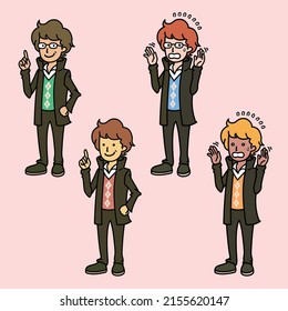 Cute professor illustration set - vector