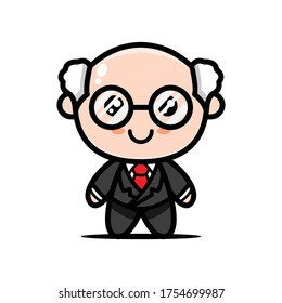 Cute professor science genius mascot design illustration