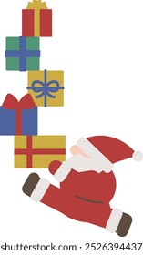 Cute profile Santa Claus carrying presents