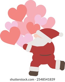 Cute profile Santa Claus carrying a heart