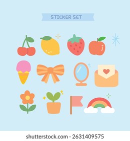 Cute prop illustration sticker set
