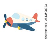 Cute Propeller Airplane Cartoon Vector Clipart Isolated on White