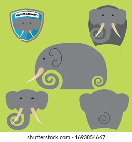 Cute protect endangered elephant logo
