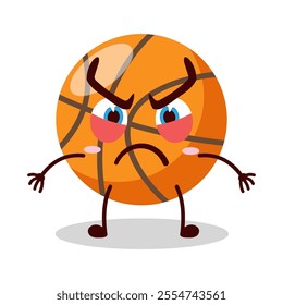 cute provoked expression of basket ball cartoon character