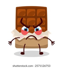 cute provoked expression of bite chocolate bar character
