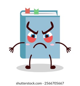 cute provoked expression of blue book cartoon character
