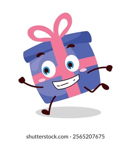 cute provoked expression of blue gift box cartoon character
