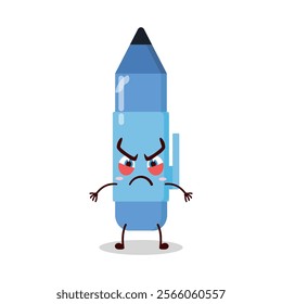 cute provoked expression of blue pen cartoon character
