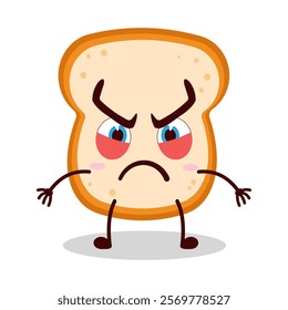 cute provoked expression of bread cartoon character
