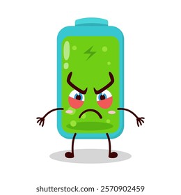 cute provoked expression of full battery cartoon character
